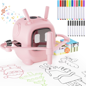 Drawing Robot for Kids with 192 Cards, Smart Robot Drawing Machine Toys for 3+ Year Old Boys and Girls, Interactive Painting Learning and Educational Toy Perfect for Birthday Chirstmas Party, Pink