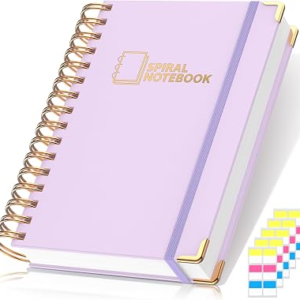Lined Spiral Journal Notebook for Women Men, Medium A5 300 Pages, College Ruled Hardcover Notebooks for Work and Note Taking, Journals for Writing – Purple