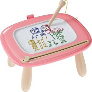 Kikapabi Toddler Magnetic Drawing Board – 1st Birthday Gifts for 1 2 3 Year Old Girls & Boys, Learning Doodle Board, Educational Toys for Baby (Pink)