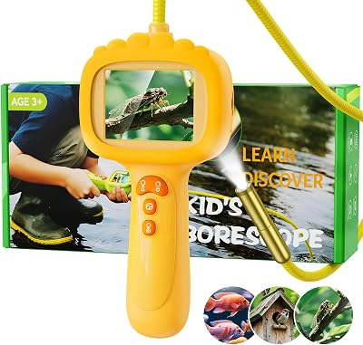 Borescope Snake Camera with Light for Kids, Outdoor Educational STEM Toys, Science Gifts for 5 Year Old Boy, Camping Nature Activities, Best Birthday Gift for Boys, Girls Ages 4,5,6,7,8,9,10(Orange)