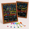 First and Last Day of School Sign Board with Pine Wood Frame & 6 Erasable Color Markers – 10×12 Inch Double Sided Back to School Chalkboard Photo Prop, Reusable Dry Erase Milestone Keepsake