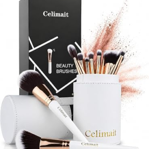 CELIMAIT 12-Piece Makeup Brush Set with Case