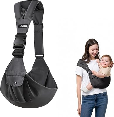 Baby Sling Carrier with Wide Shoulder Padding, 100% Cotton | Adjustable Waist Strap, Ergonomic Hip, Storage Pocket, Hands-Free & Comfortable, for Toddlers 4–36 Months (8–35 lbs)