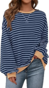 PRETTYGARDEN Womens Striped Oversized Sweatshirt