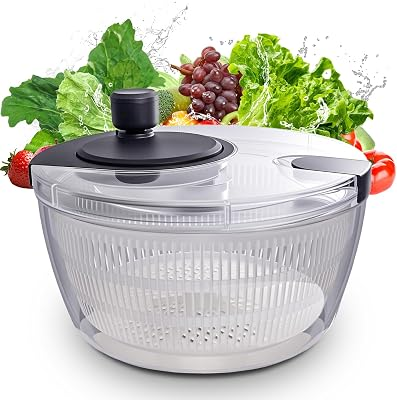 Salad Spinner Large, Fruit Washing Bowl with Strainer, Quick and Easy Use Lettuce Spinner, Frui