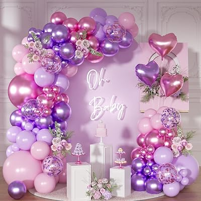 NUTTYBASH Pink Purple Balloon Garland Arch Kit