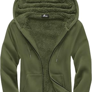 SCODI Hoodies for Men Zip Up Heavyweight Fleece Sweatshirt Thick Jacket M