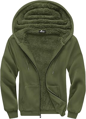SCODI Hoodies for Men Zip Up Heavyweight Fleece Sweatshirt Thick Jacket M