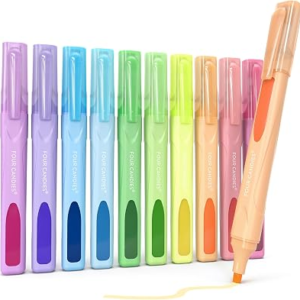 Four Candies Highlighters Assorted Colors, Classic Colors, 10 Count | Clear View Design, No-Bleed Ink, Soft Chisel Tip, Organizing, Journaling, Highlighting, Back to School Supplies