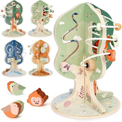 8-in-1 Wooden Activity Cube - Montessori Toys for 1+ Year Old Boys & Girls