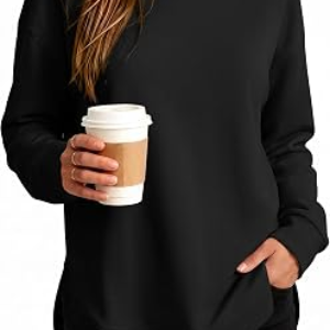 ANRABESS Women’s Long Sleeve Crewneck Sweatshirts Curved Hem Shirts