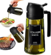 16oz/470ml Glass Olive Oil Sprayer for Cooking – 2 in 1 Olive Oil Dispenser for Kitchen Gadgets, Air Fryer, Salad, and BBQ (black)