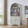 71" Tall Arched Bookcase, Freestanding Display Cabinet with Storage