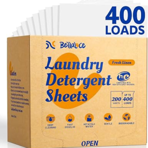 BellaLuce Laundry Detergent Sheets – Laundry Sheets, 400 Loads, Eco-Friendly, Plastic-Free, Fresh Linen Scent, Space Saving, Fast Dissolve & Hypoallergenic