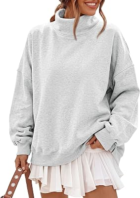 TRENDY QUEEN Oversized Mock Neck Sweatshirts