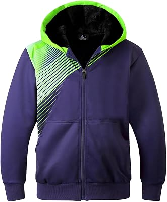 JACKETOWN Boys Zip Up Hoodies Kids Fleece Jacket Long Sleeve Sherpa Lined Sweatshirt Warm Winter Coats Outwear 6-15 Years