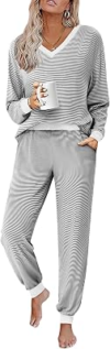 JUSTFASHIONNOW Womens Striped Pajama Sets