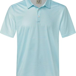 Hardaddy Men’s Stripe Short Sleeve Casual Polo Shirts