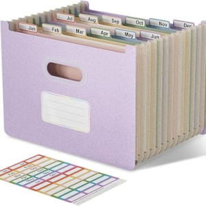 EcoStash 12 Pockets Accordion File Organizer Upright Open Top