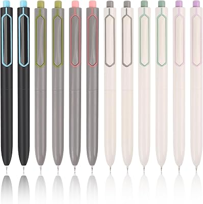 HANKU 12 Pack Black Ink Gel Pens, 0.5mm Cute Retractable Fine Point Pen Set | Cute Retractable Fine Tip Pens, Quick Dry No Smudge, Smooth Writing, School Office Supplies