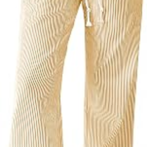 BTFBM Striped Wide Leg Pants for Women Summer 2026,Yellow,XS