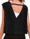QUENTEEN Women Cropped Open Back Sleeveless Tank Tops