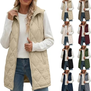 Winter Vest Women Sleeveless Long Puffer Vest