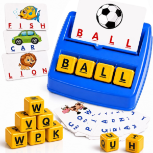 Educational Toys for Kids，Matching Letter Game for Kids Ages 3 4 5 6 7,Learning Toys Spelling Game for Kids 3-7,Birthday Gift for Boys Girls-Blue