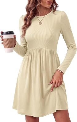 WENRINE Womens Long Sleeve Mini Dresses