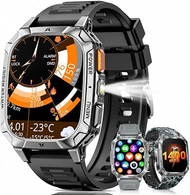 Smart Watches for Men, 1400mAh Military Smart Watch with LED Flashlight+79%OFF