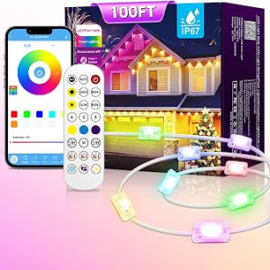 AHAWILL IP67 Permanent Outdoor RGB Lights for Halloween Decor(100ft)