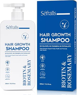 Biotin & Rosemary Shampoo for Hair Growth: Hair Loss Shampoo for Thinning Hair with Nutrient-Rich Natural Ingredients for Thicker Hair, Sulfate-Free, 10 fl oz