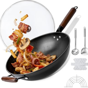 Carbon Steel Wok – 13″ Woks & Stir-Fry Pans Nonstick