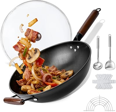 Carbon Steel Wok - 13" Woks & Stir-Fry Pans Nonstick