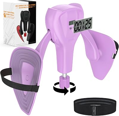 3rd Gen Thigh 0-100 lbs Adjustable Resistance Inner Leg Exercisers with Leg Straps Band Pelvic Floor Kegel Hip Exercise Workout Equipment Pilates Women Men (Purple)
