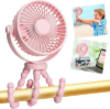 snawowo Mini Portable Stroller Fan, 3000mAh Battery Operated Personal Small | Handheld Fan with Flexible Tripod, 360° Rotate 3 Speed Rechargeable Clip On for Car Seat Crib Treadmill Travel Camping