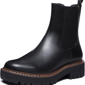 ATHLEFIT Low Heel Chelsea Platform Ankle Boots