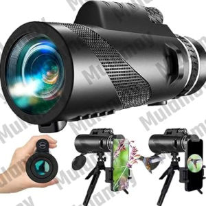 Monocular-Telescope Monoculars High Definition for Adults with Smartphone Adapter Telescope Bird Watching Travel Camping Hiking-Black
