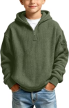Hoodies for Boys Waffle Knit Quarter Zip Long Sleeve Sweatshirt Tops Ages 3-14