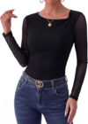 AROLINA Womens Floral Mesh Tops