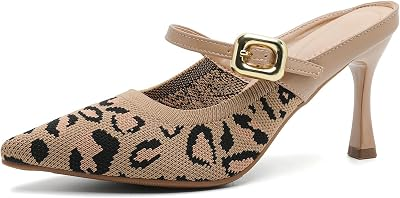 FXGOING Womens Pointed Closed Toe Heel Mules
