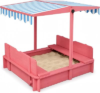 Wood Sandbox with Lid and Canopy, Outdoor Sandbox with Adjustable Canopy | with 2-in-1 Foldable Benches, Spruce Wood, Included Non-woven Fabric Liner, forBackyard Garden Beach