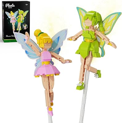 JAKI Flower Fairy Bouquet Building Set Accessories, Girls Figure for Flower Bouquet Building Blocks Set, Pink and Green Fairy Figure for Home Decor, Christmas and Birthday Gift for Girls Age 8-12