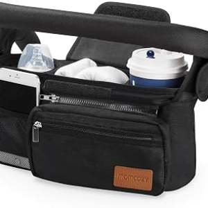 Momcozy Universal Stroller Organizer with Insulated Cup Holder Detachable Phone Bag & Shoulder Strap, Fits for Stroller Like Uppababy, Baby Jogger, Britax, BOB, Umbrella and Pet Stroller