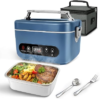 Cordless Electric Lunch Box | 24000mAh Battery Powered, Self Heating, 1.2L Portable Food Warmer, Removable Divider, Insulated Bag & Utensils