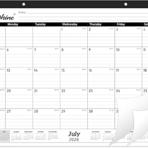 2026-2027 Desk Calendar – 18 Monthly Desk Calendar 2026-2027, 17″ x 12″ | Jul 2026 – Dec 2027, Desk/Wall Calendar 2-in-1 with Notes, Corner Protector, Ruled Blocks – Standard