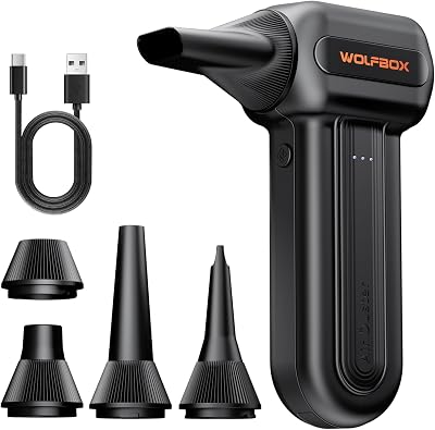 #1 Best Seller! WOLFBOX MF60 Compressed Air Duster, 3-Speed Adjustable, Electric, Cordless | 110,000 RPM