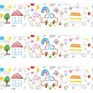 72 Feet Colorful Crayon Doodle-Style Bulletin Board Borders Fun Hand-Drawn Back to School Border for Classroom Bulletin Board Wall Décor