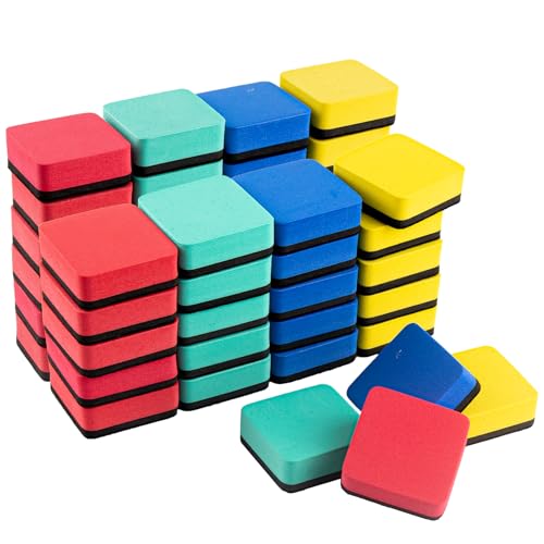 72 Pack Dry Erase Eraser, Magnetic Whiteboard Eraser Bulk, Small White Board Eraser for Kids, Dry Erase Board Eraser, Mini Dry Erase Erasers Perfect for Classroom(4 Color Set, 2 x 2 Inch)