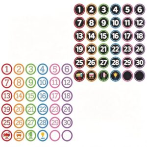 72Pcs Line up Spots for Classroom 4In Black White Floor Number Stickers